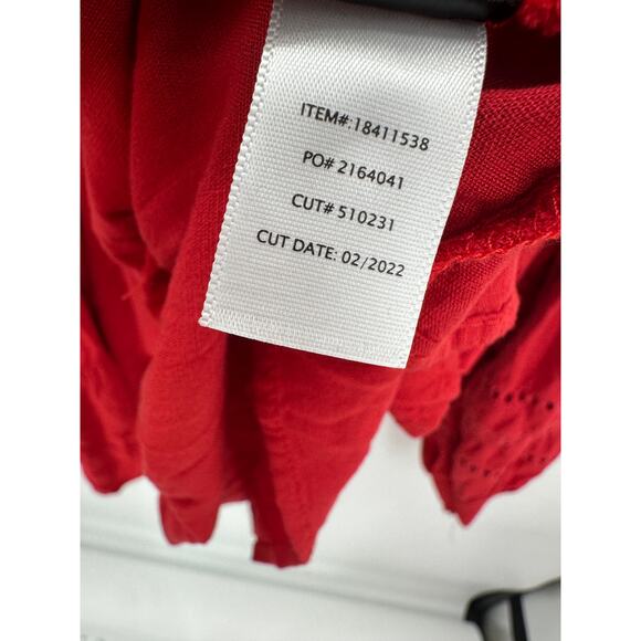 Torrid Red Babydoll Rayon Slub With Lace Inset Smocked Tiered Top Women 4X - Picture 9 of 9